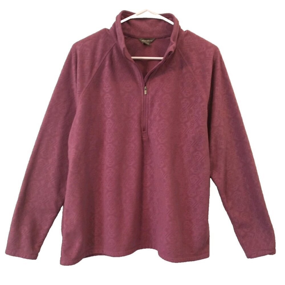 Eddie Bauer Women’s Textured Fleece Quarter Zip Long Sleeve Light Plum - Large